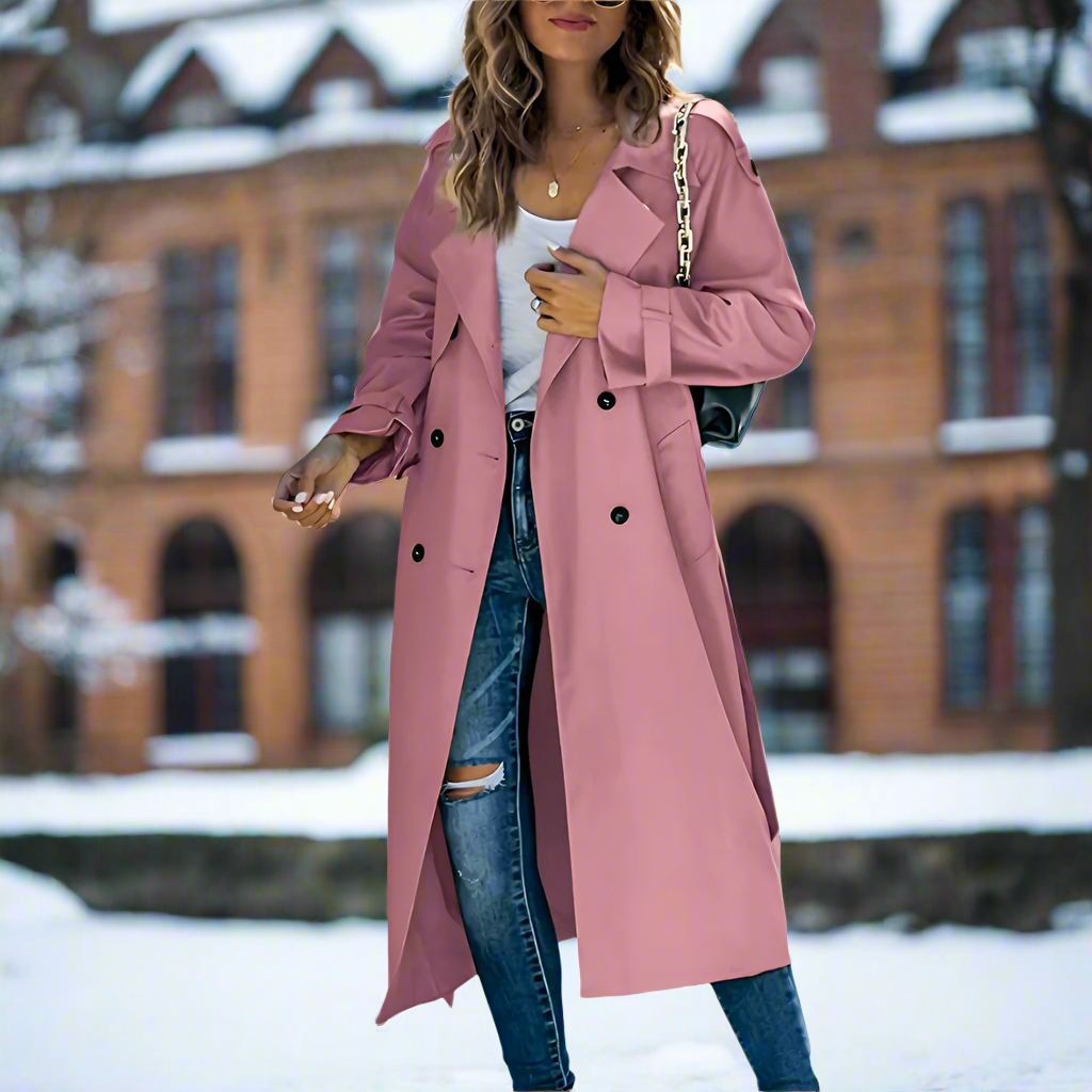 Women's Elegant Trench Coat - Stylish Design with Pockets - Versatile Outerwear for Any Occasion