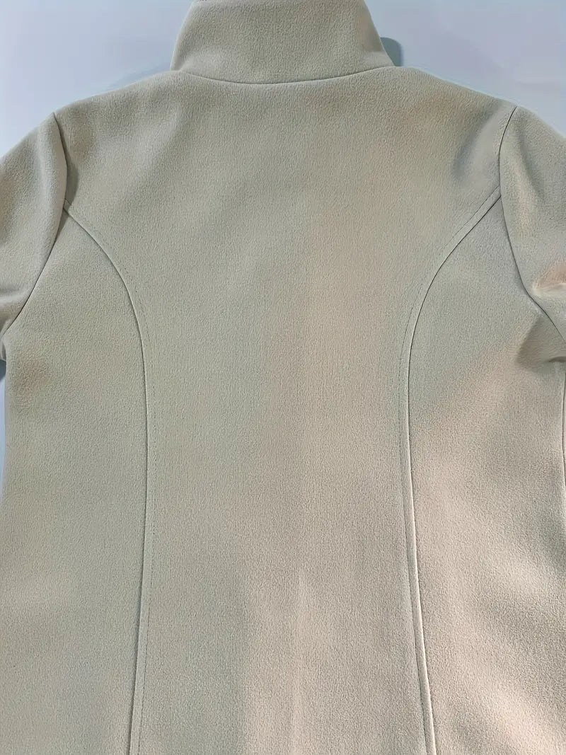 Woven jacket with single-breasted button placket