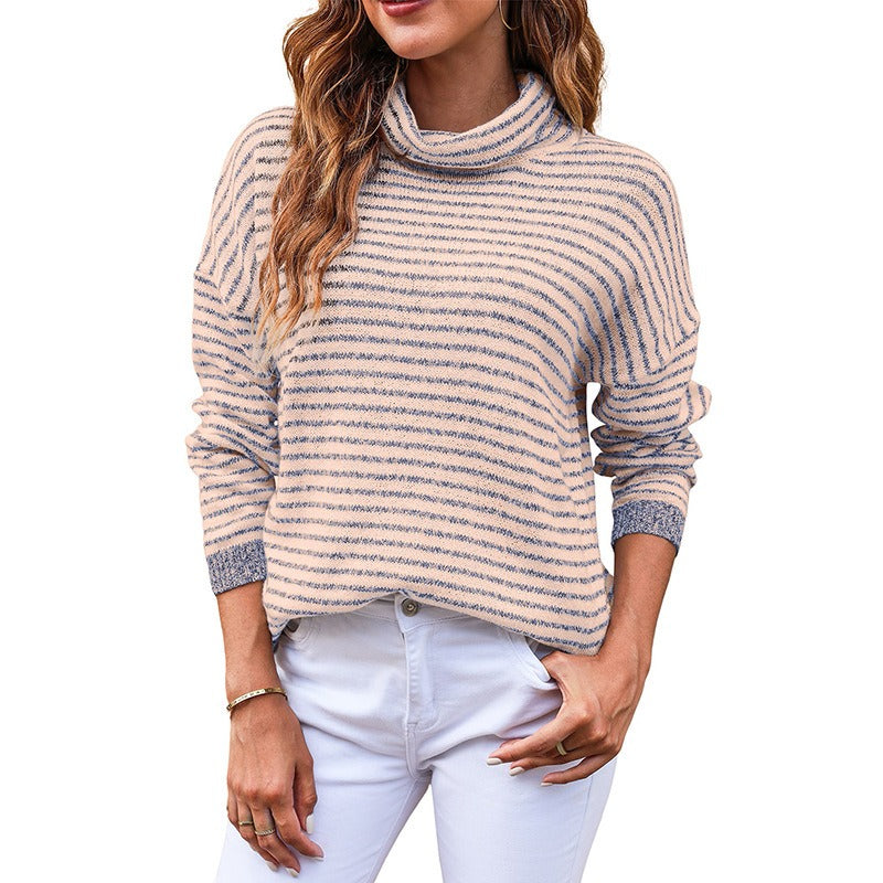 Women - Casual Jumper - Striped Knit Design - Comfortable Everyday Sweater