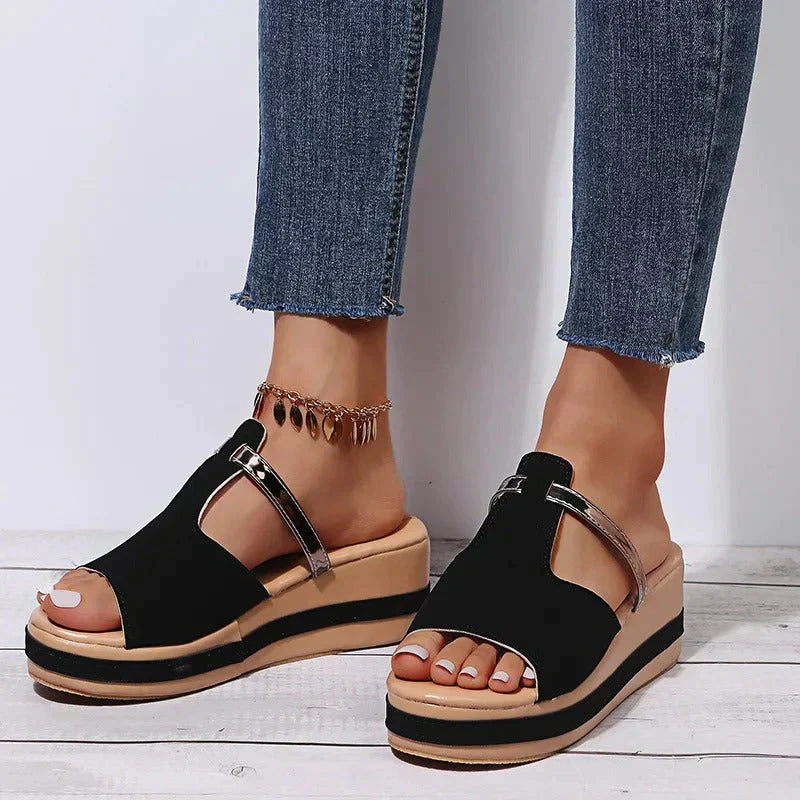 Platform wedge sandals with thick sole