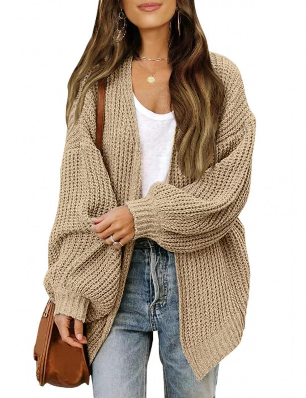 Women - Loose Knit Cardigan - Soft and Cozy Knitwear - Ideal for Layering