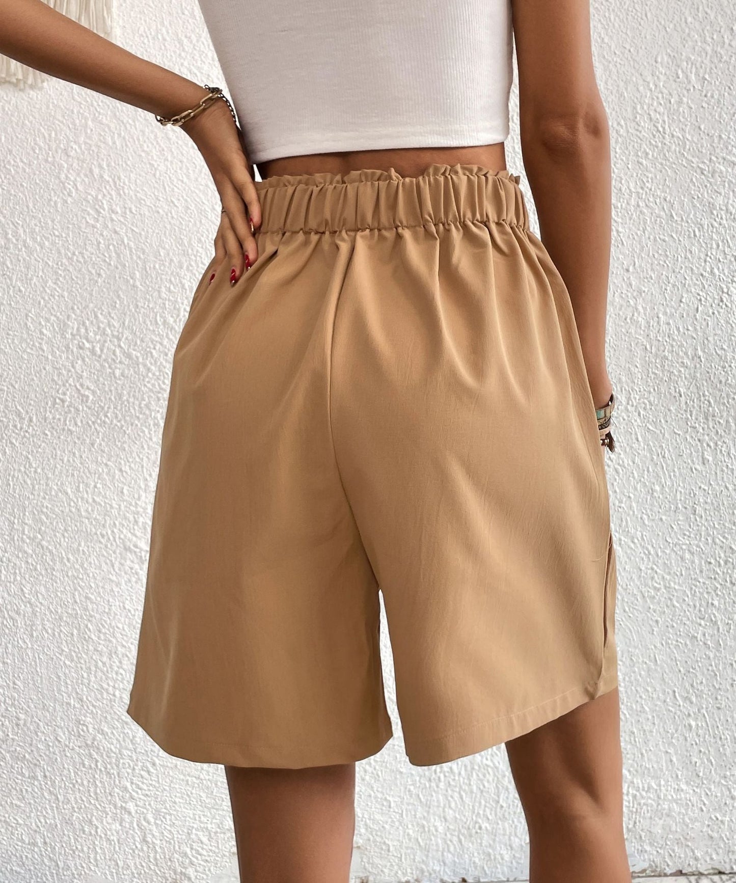 Leisure ladies high waist wide leg shorts fashion