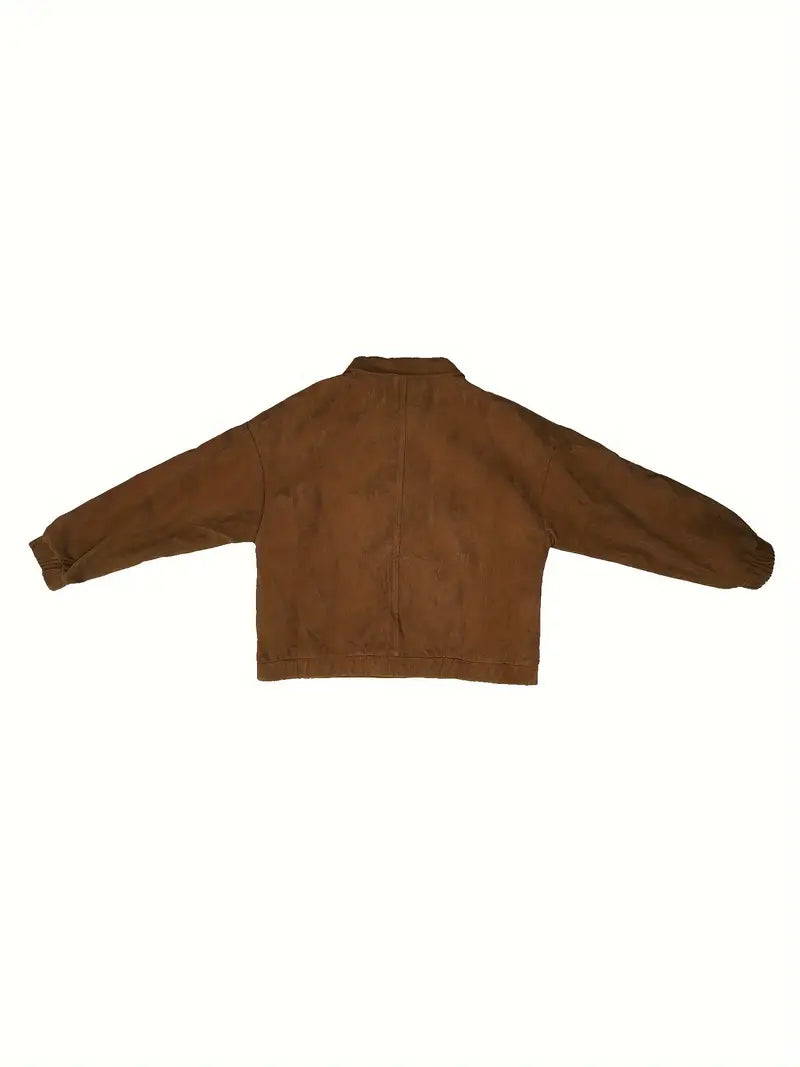 Corduroy jacket with front button fastening