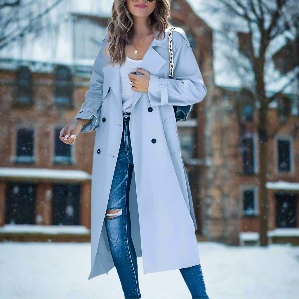 Women's Elegant Trench Coat - Stylish Design with Pockets - Versatile Outerwear for Any Occasion