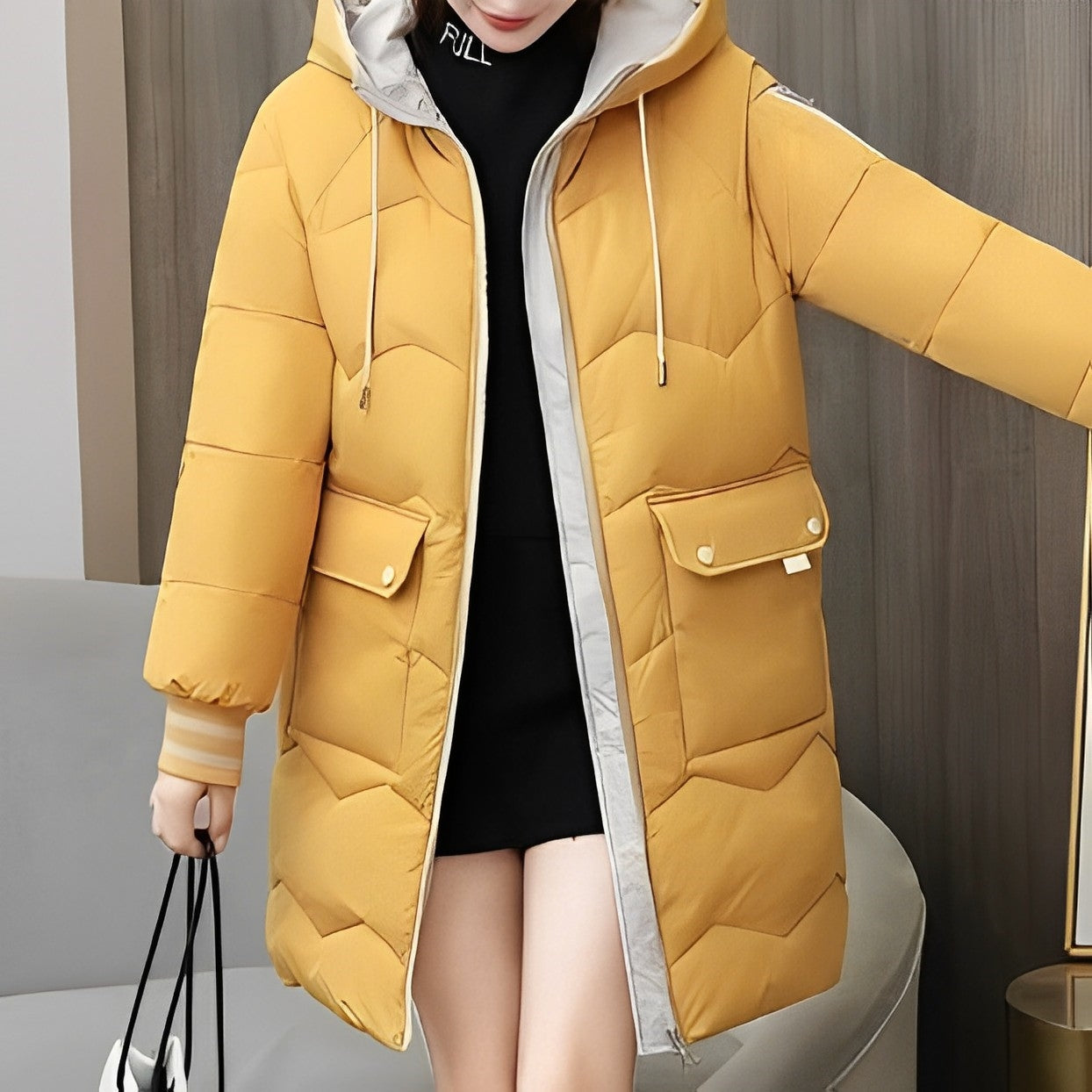 Women's Long Padded Coat - Warm and Cozy Outerwear - Perfect for Cold Weather