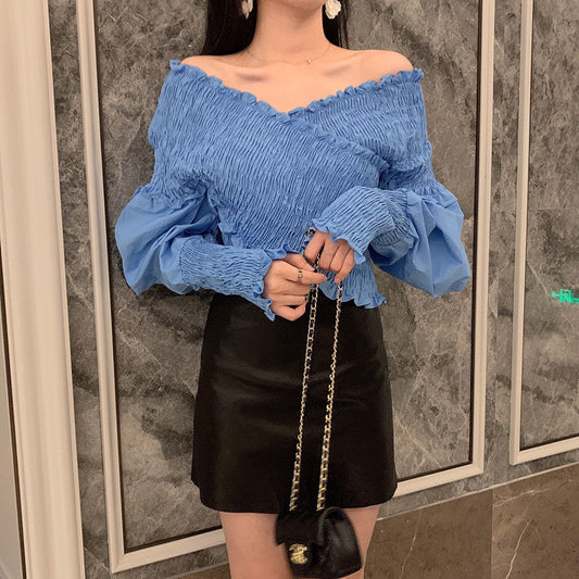 Modern puff sleeve off shoulder blouse shirt