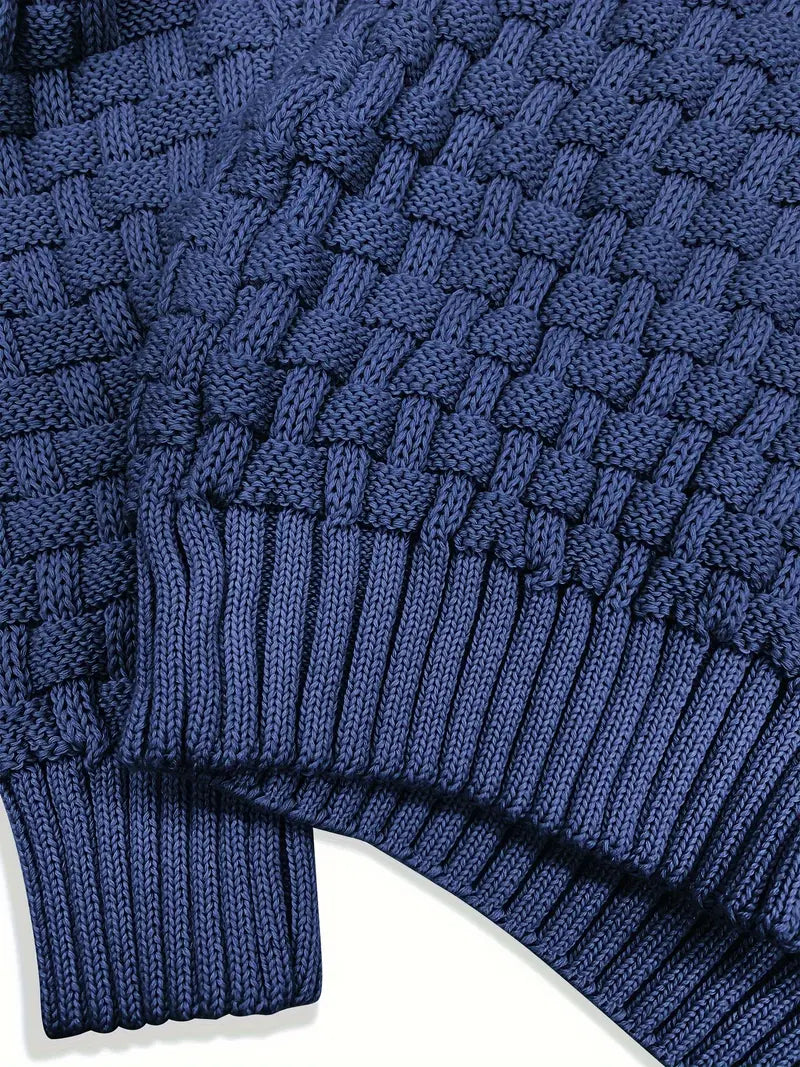 Men - Knitted Jumper - Comfortable Blue Sweater - Stylish Knitwear for Every Occasion