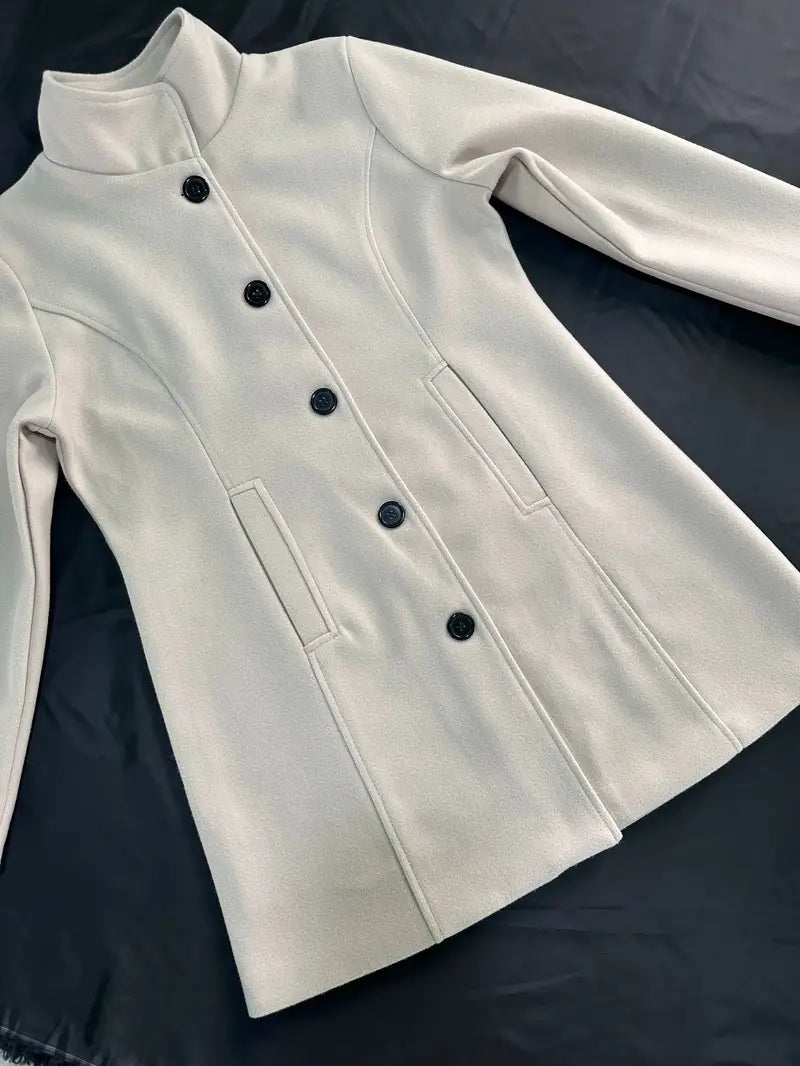 Woven jacket with single-breasted button placket