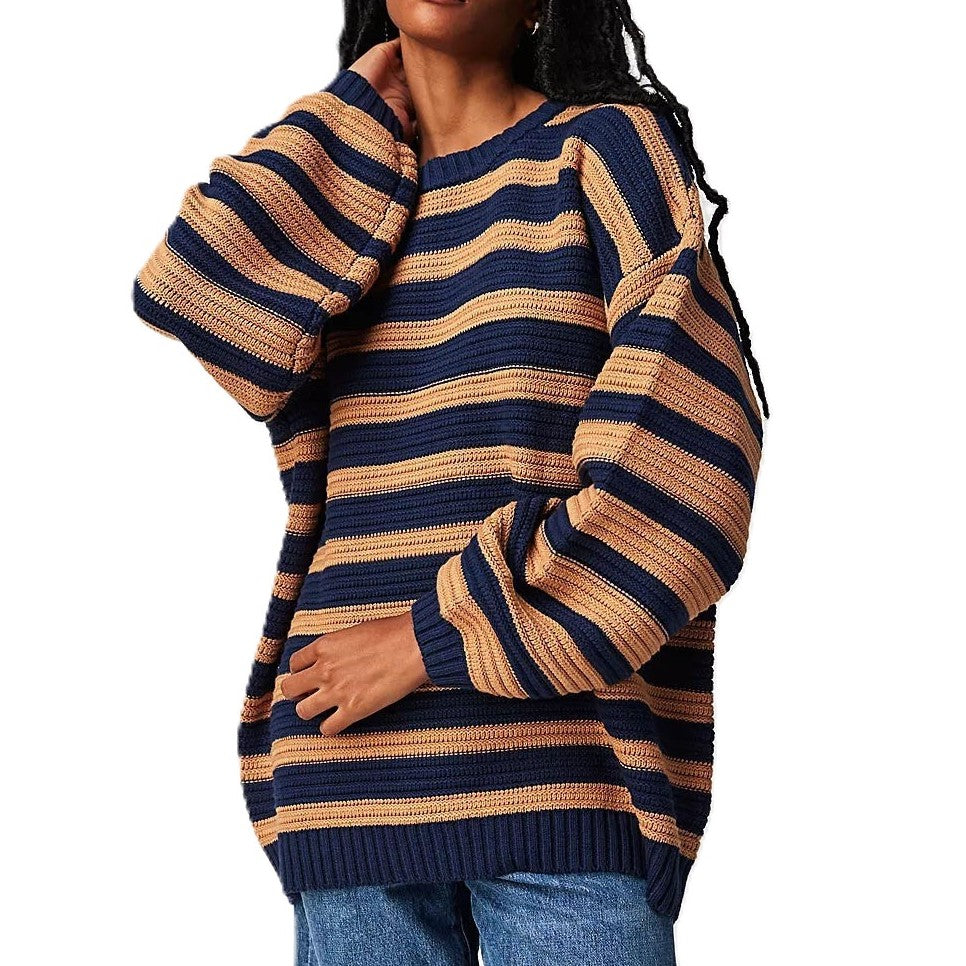 Women - Jumper - Striped, Loose Fit - Comfortable Casual Knitwear