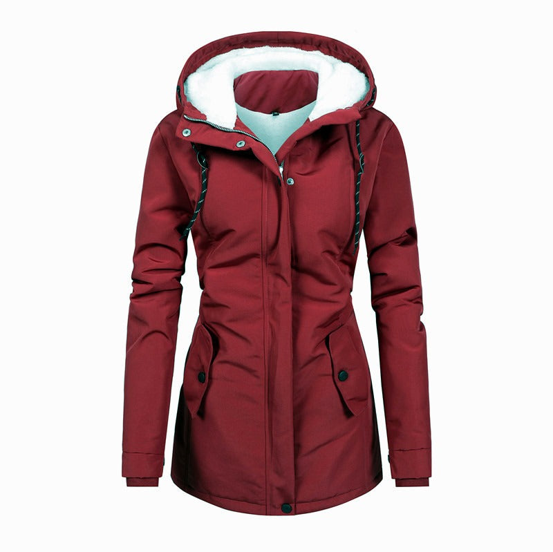 Women - Hooded Jacket - Fleece Lining - Stylish and Cozy Outerwear for Every Season