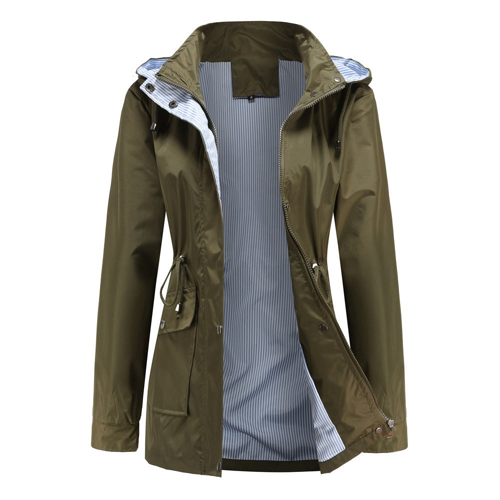 Women - Trench Coat - Elegant Design with Detachable Hood - Stylish All-Season Outerwear for Every Occasion