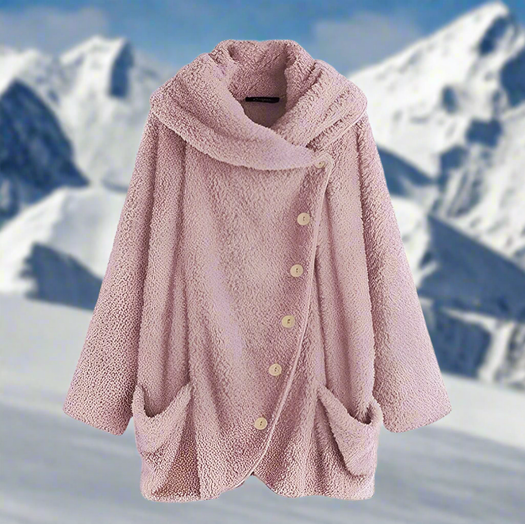 Women - Winter Jacket - Stylish Plush Fabric - Warm Cozy Outerwear for Cold Weather