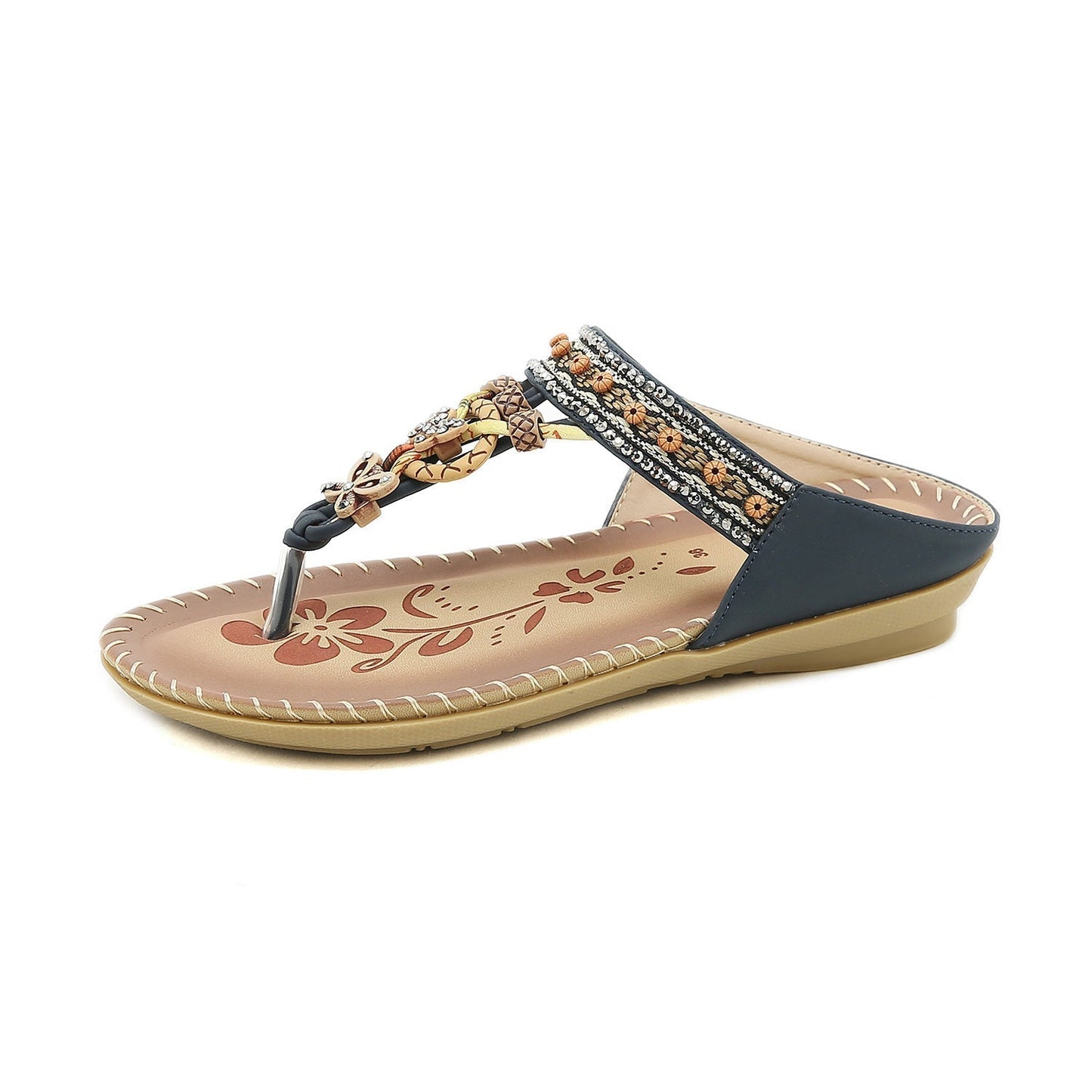 Ladies Bohemian Ethnic Set Toe Flat Sandals