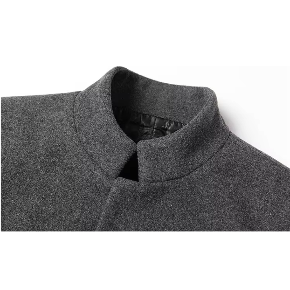 Modern stand-up collar coat with slim fit