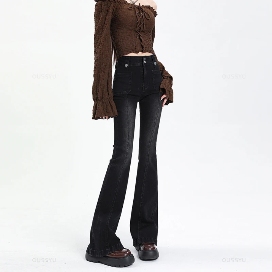 Casual Women's Flared Trousers with Slim Fit Design