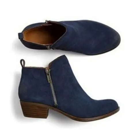 Ankle Boots with Low Heel and Vintage Finish