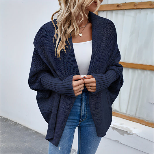 Women - Cardigan - Soft Knit with Cozy Batwing Sleeves - Essential Layering Piece