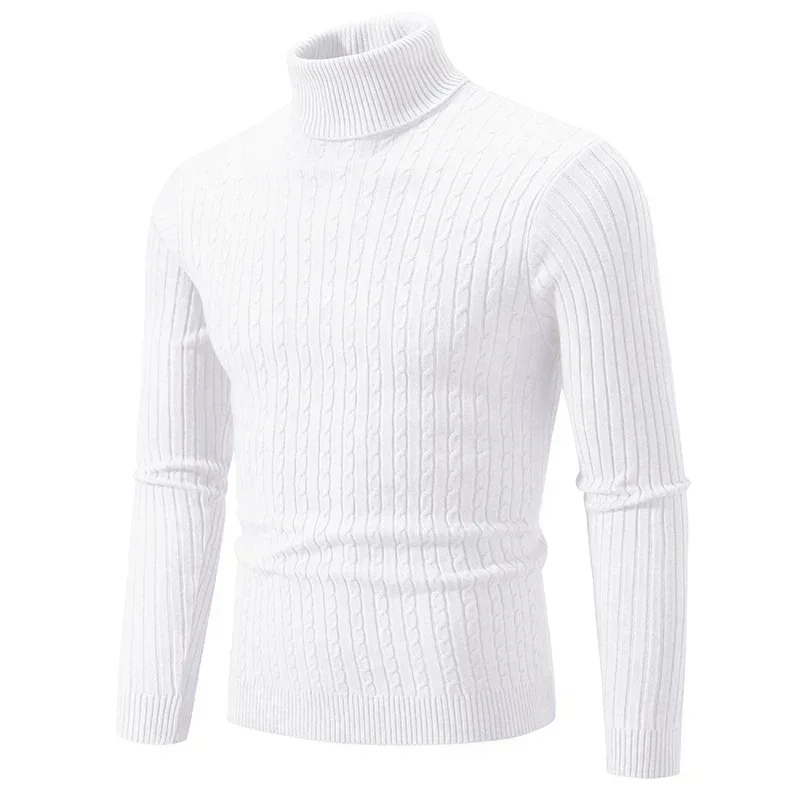 Knitted turtleneck jumper with cable pattern