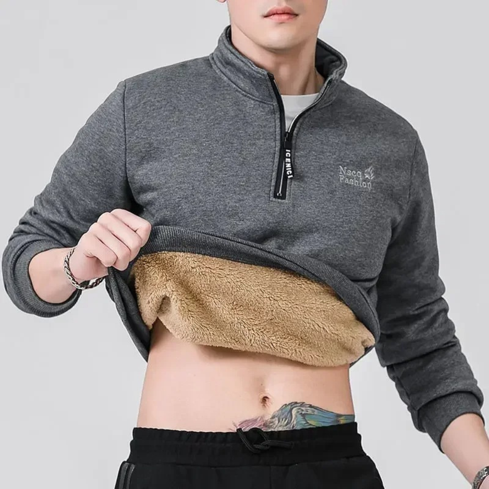 Warmly lined sweatshirt with zip