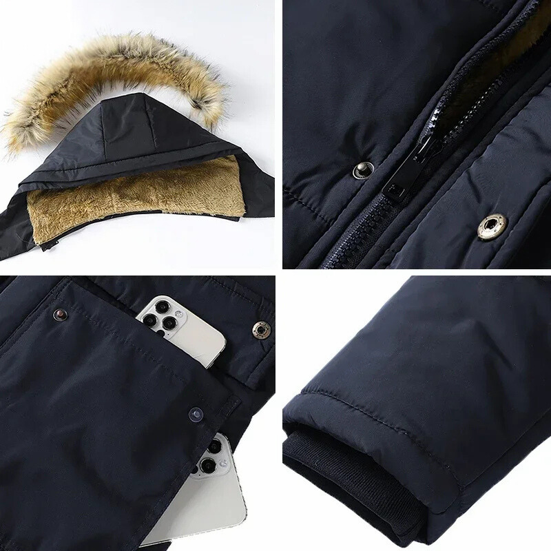 Jacket with fur hood and fleece lining