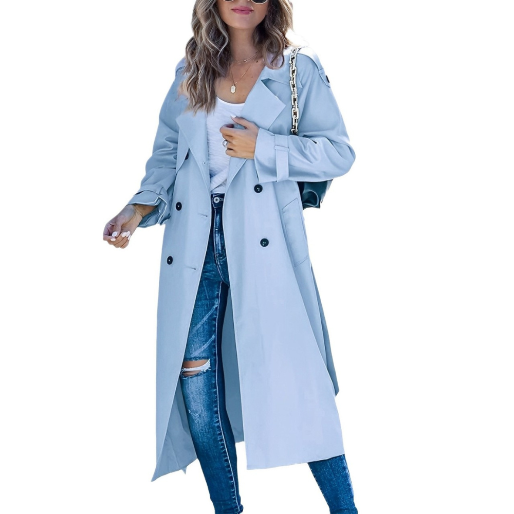 Women's Elegant Trench Coat - Stylish Design with Pockets - Versatile Outerwear for Any Occasion