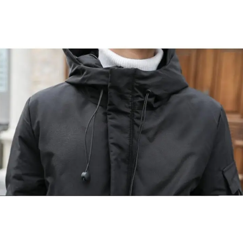 Men's parka winter jacket with hood and several pockets