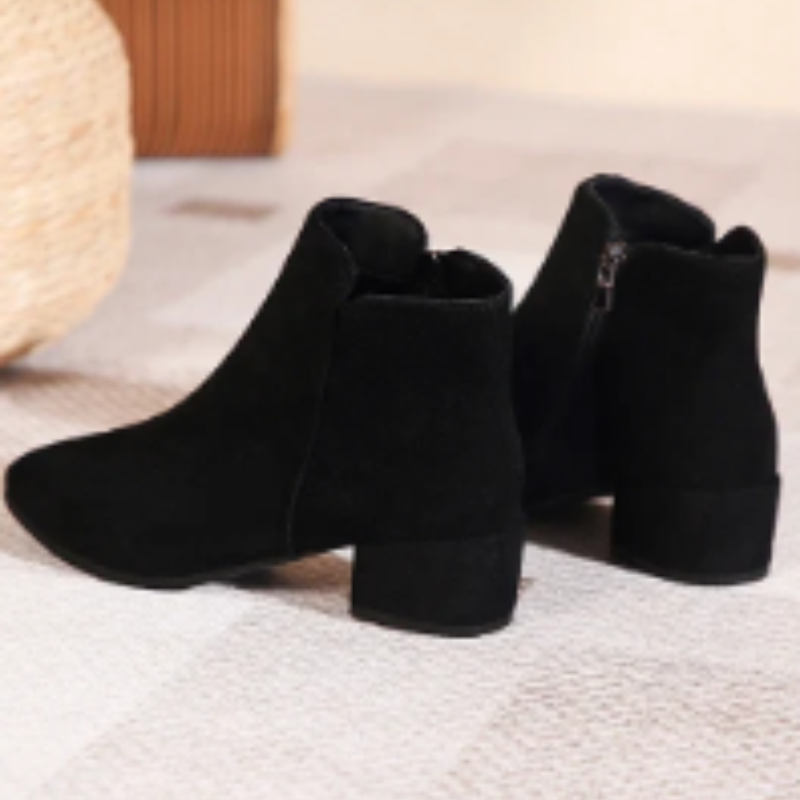 Low Heel Ankle Boots with Side Zip for Women