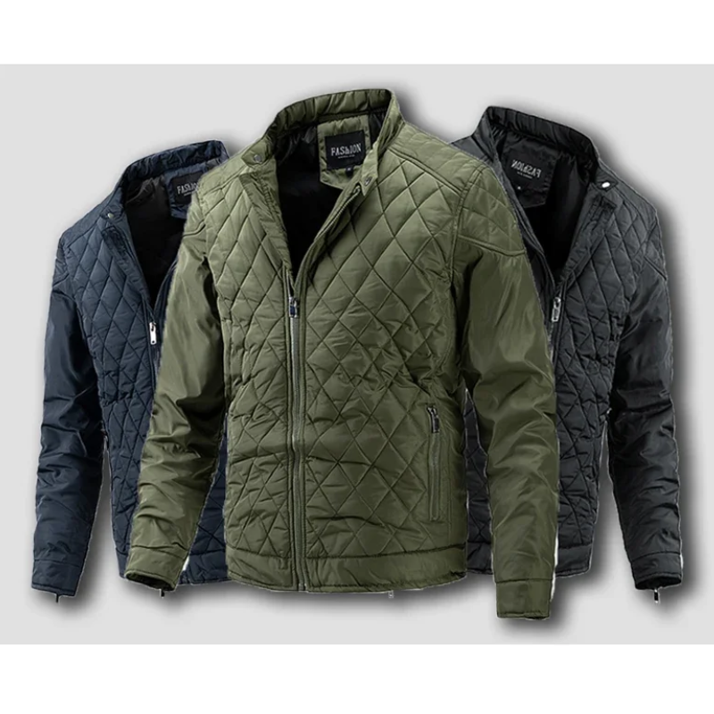 Men's quilted diamond pattern jacket