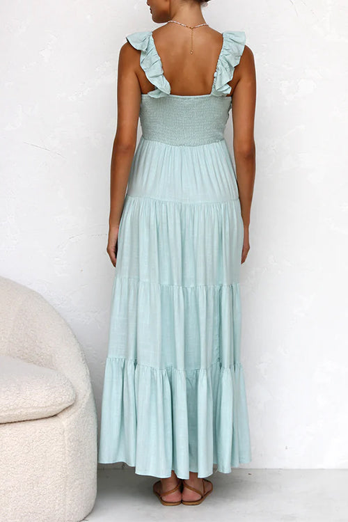 V-Neck Linen Maxi Dress