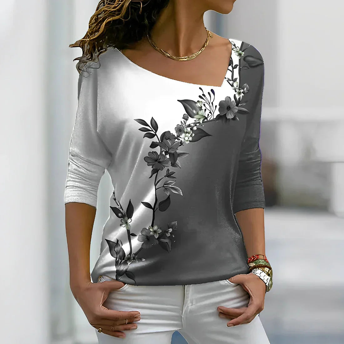 Floral contrast colour art shirt