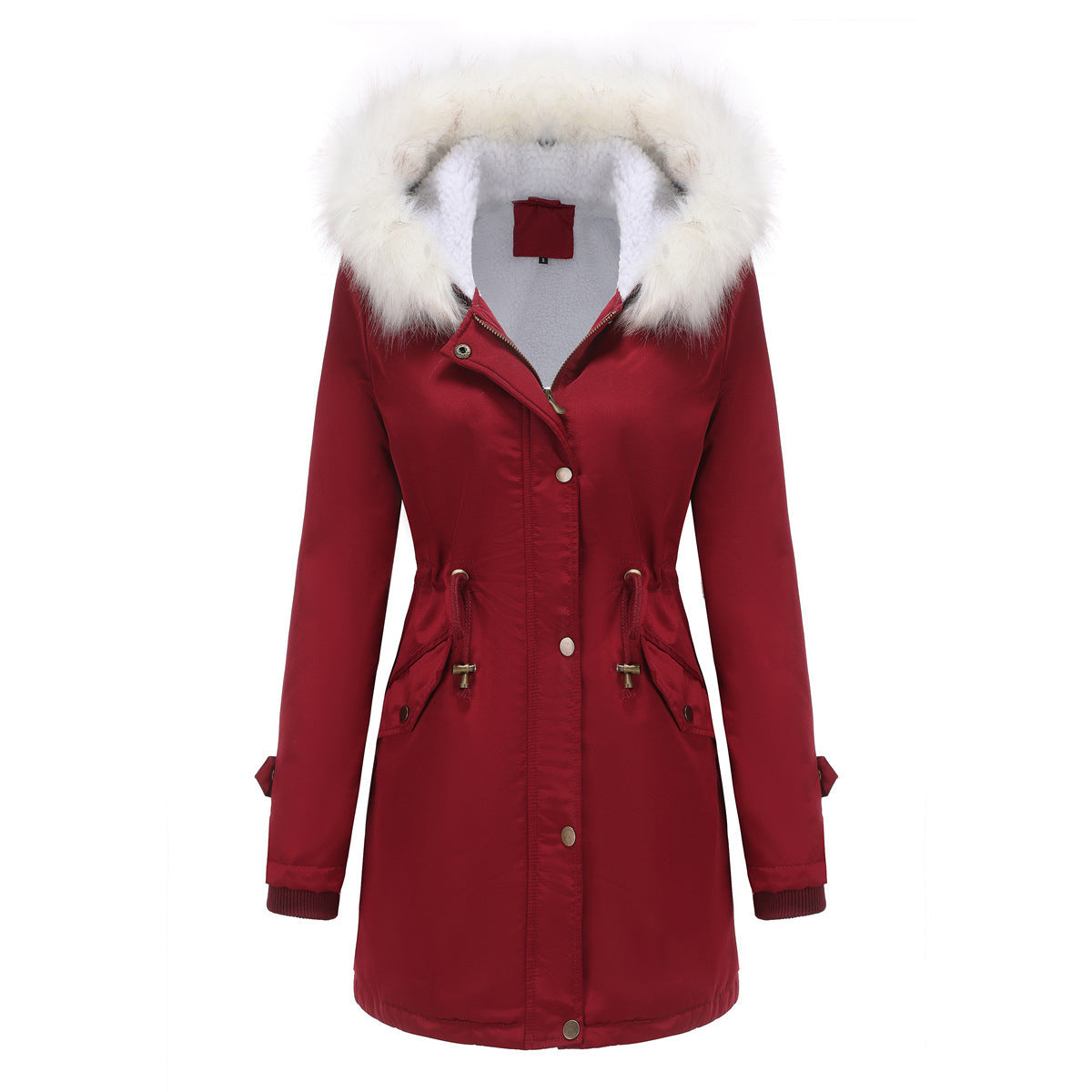 Women - Winter Parka Coat - Detachable Fur Collar - Stylish Warm Outerwear for Cold Weather