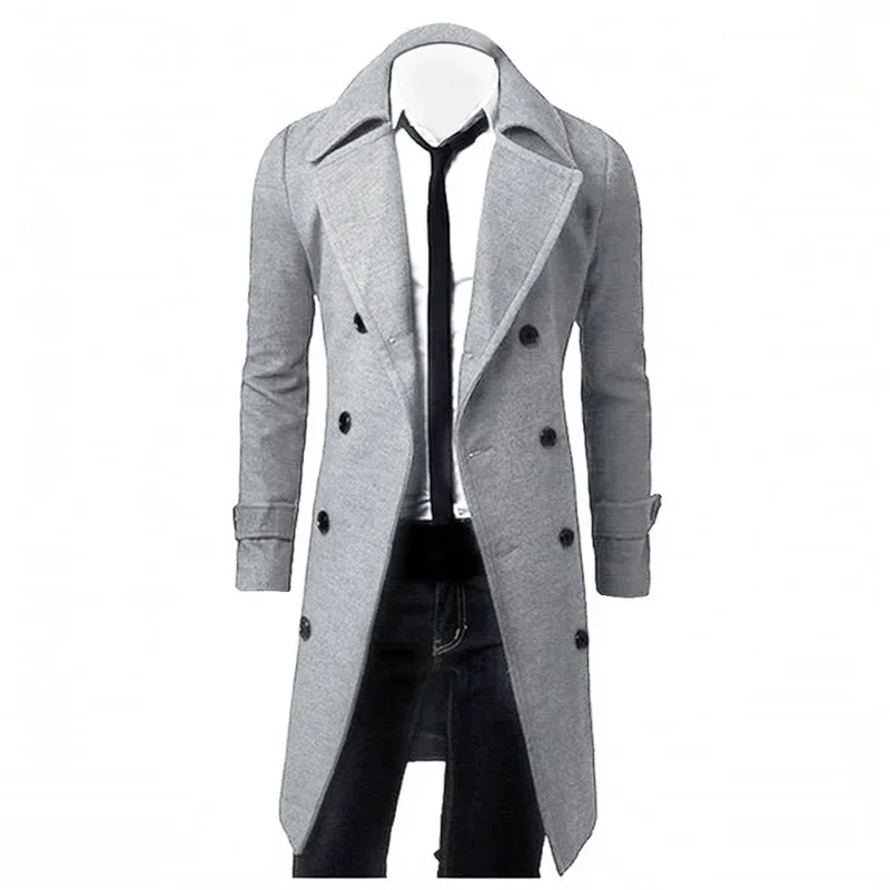 Long double-breasted coat with slim fit