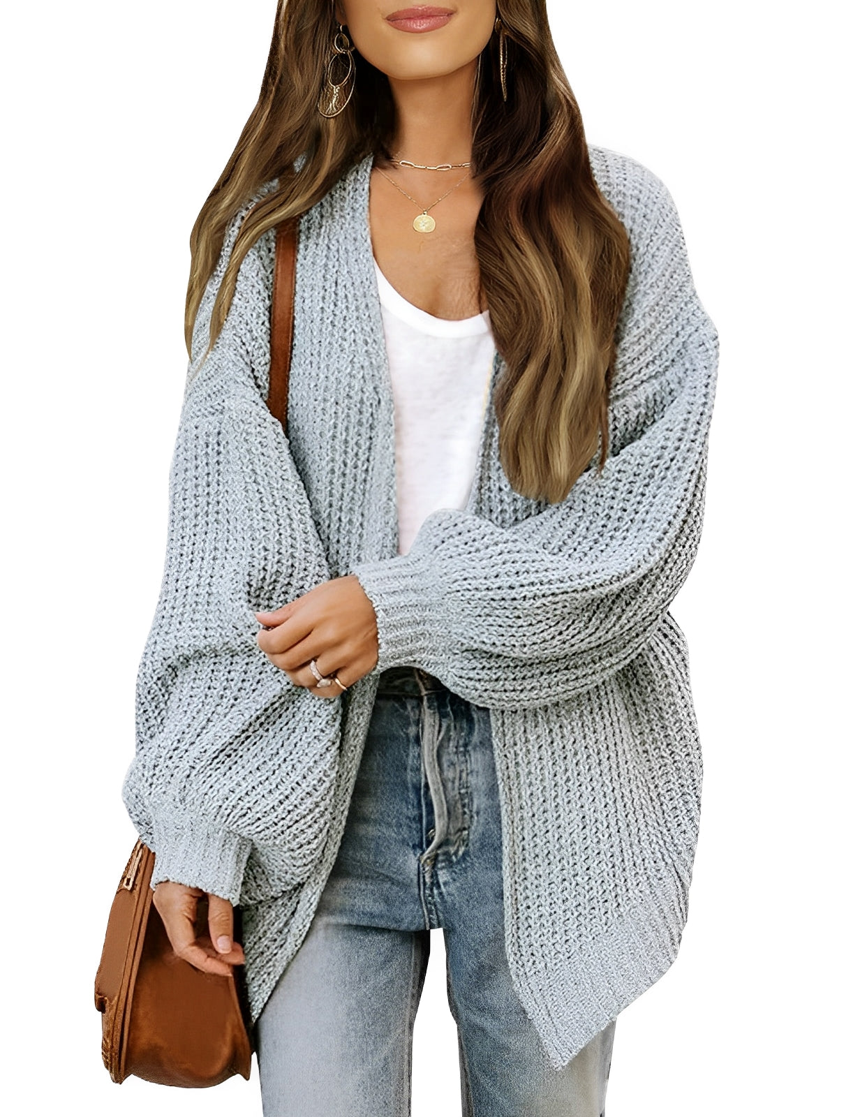 Women - Jumper - Cozy Knit with Lantern Sleeves - Stylish Casual Sweater for All Seasons