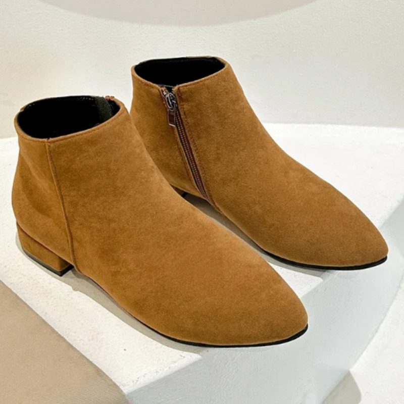 Women's Ankle Boots with Flat Heel and Minimalist Design