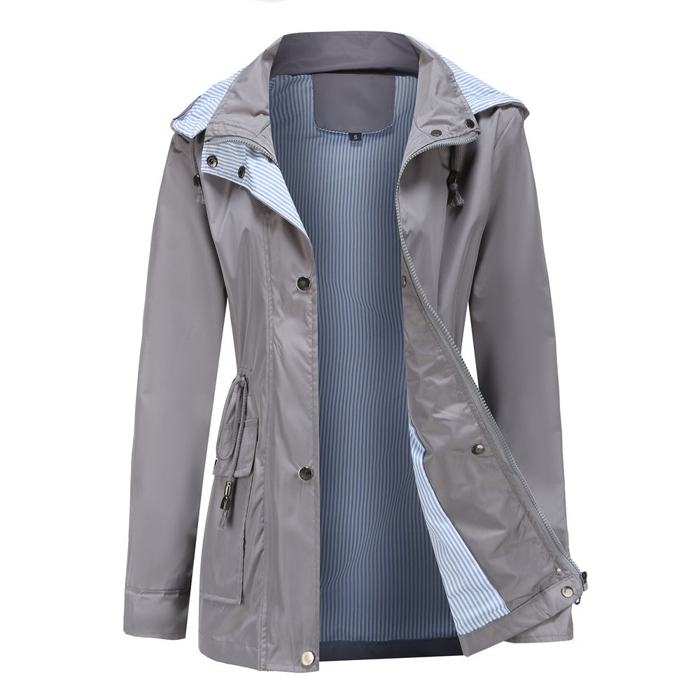 Women - Trench Coat - Elegant Design with Detachable Hood - Stylish All-Season Outerwear for Every Occasion