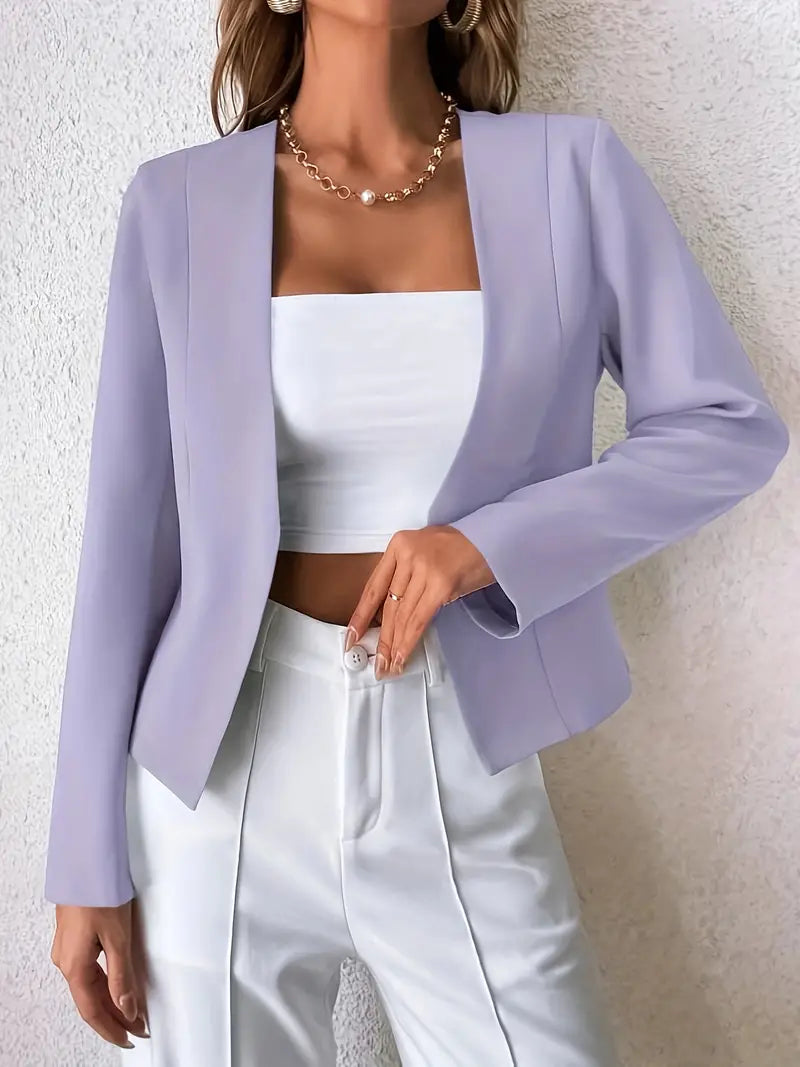 Professional Chic Blazer With Open Front and Long Sleeves