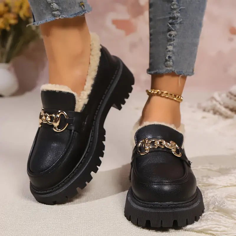 Women - Chain Loafers - Stylish Cotton - Trendy Casual Footwear for Every Occasion