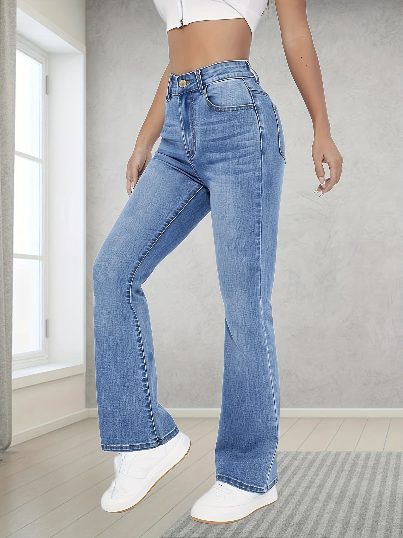 Light blue bootcut jeans