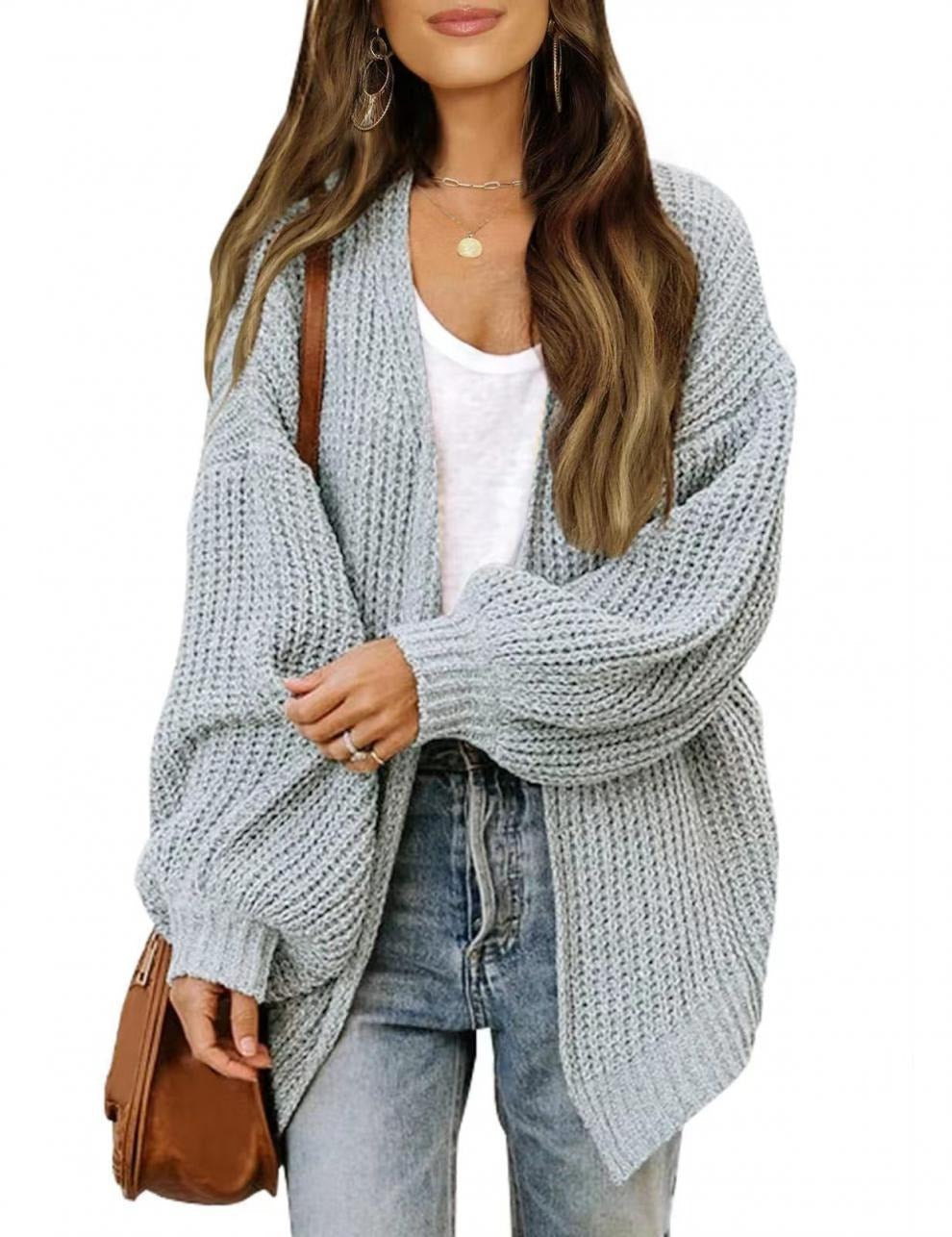 Women - Loose Knit Cardigan - Soft and Cozy Knitwear - Ideal for Layering