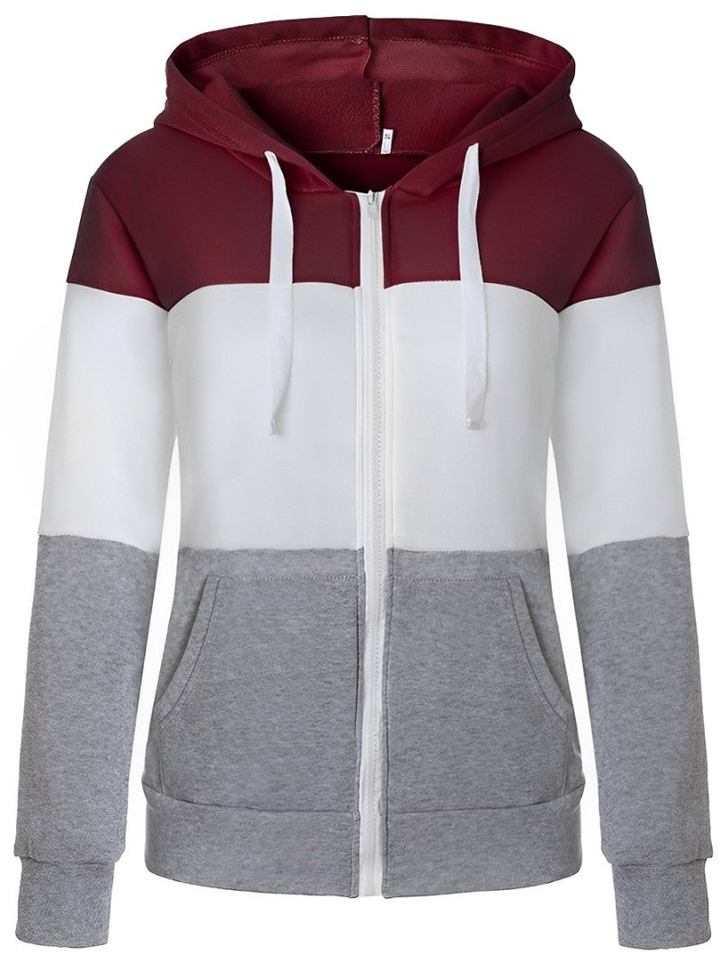 Women - Hoodie - Soft Striped Fabric with Zip Fastening - Stylish & Comfortable Outerwear