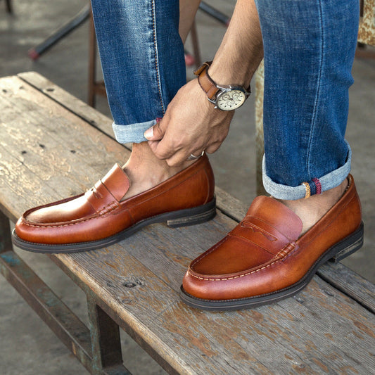 Leather shoes cowhide loafers