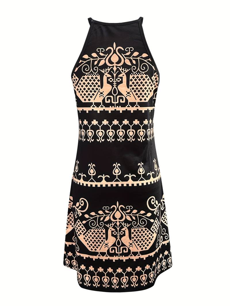 Abstract halterneck dress with print