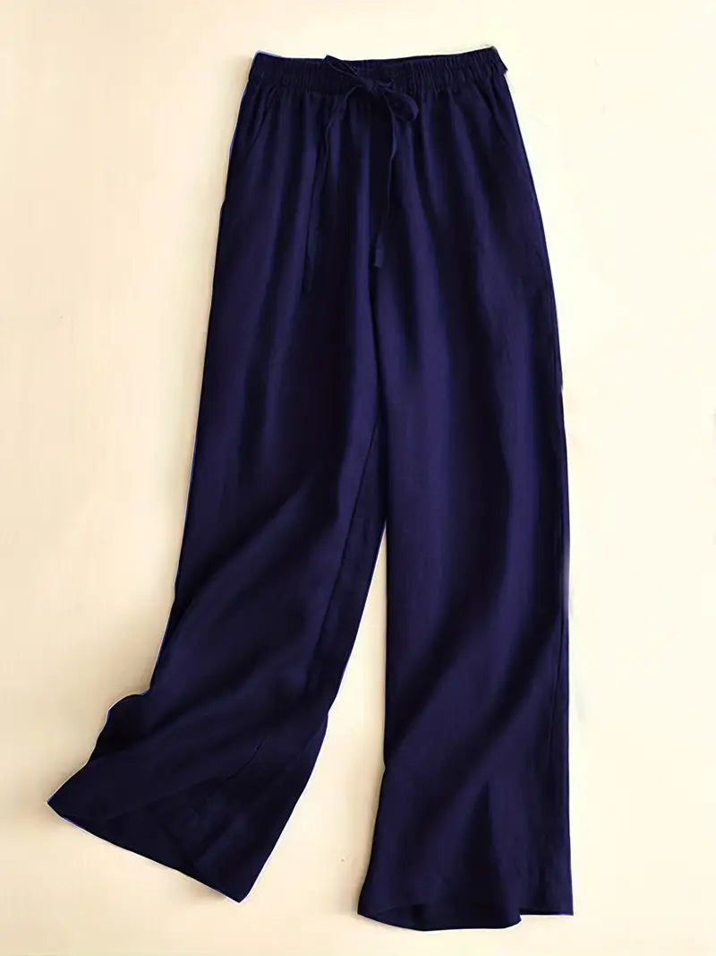 Casual Trousers With Wide Legs and Drawstring