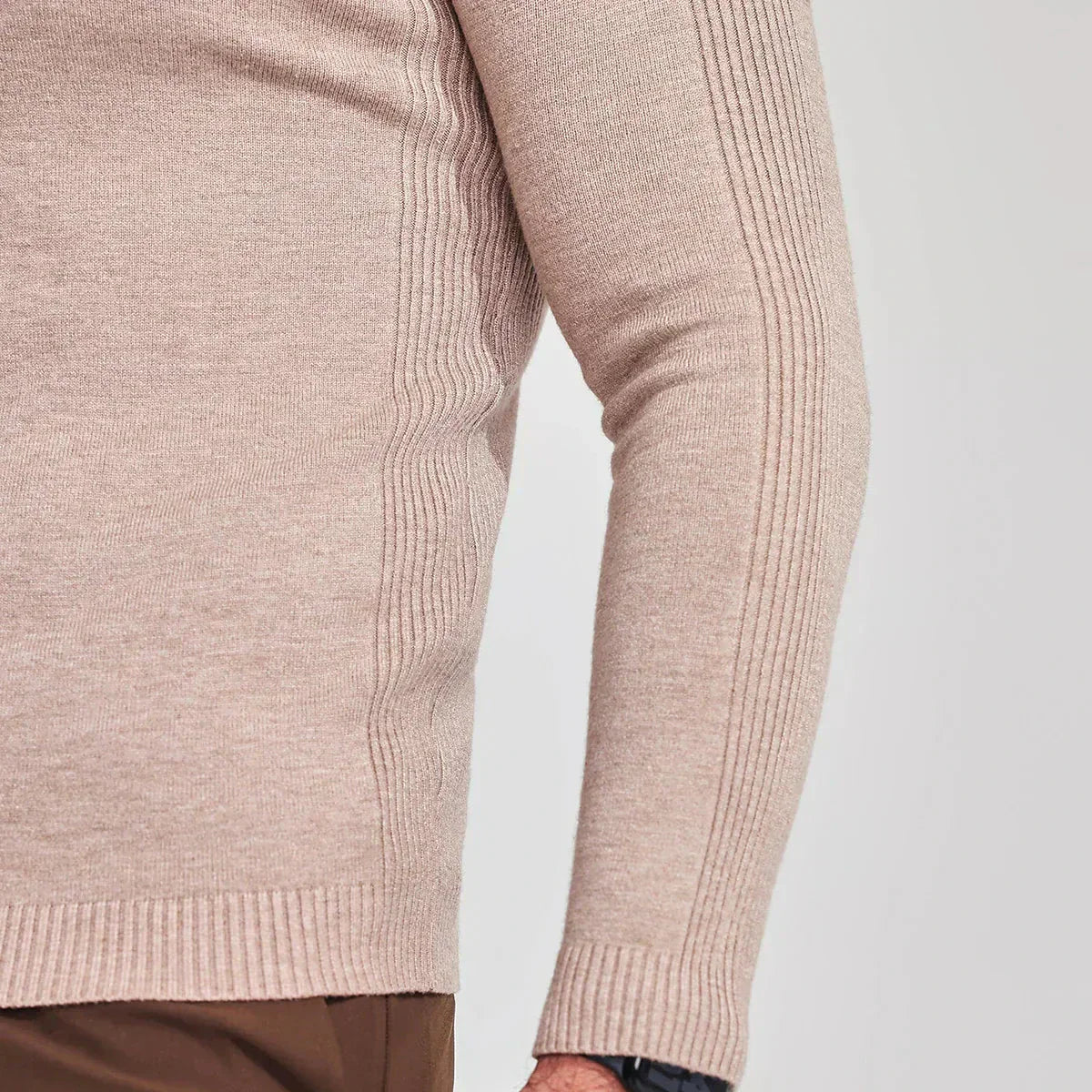 Men - Turtleneck Jumper - Cozy Knit - Stylish Khaki for Fall & Winter Fashion