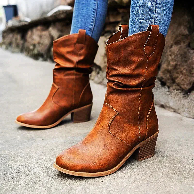 Women - Cowboy Boots - Durable Leather - Western Style Footwear for Comfort and Fashion