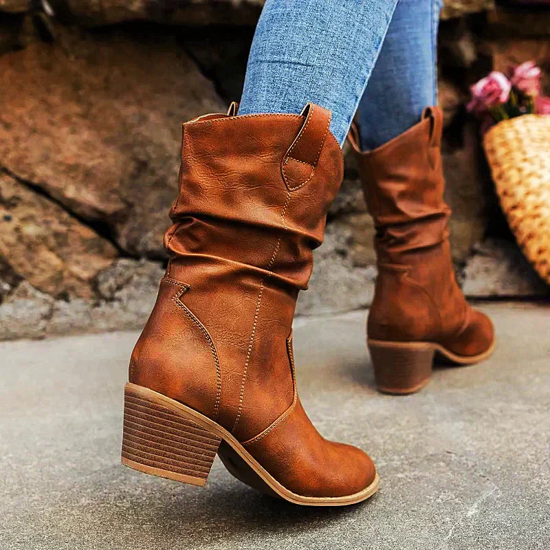 Women - Cowboy Boots - Durable Leather - Western Style Footwear for Comfort and Fashion