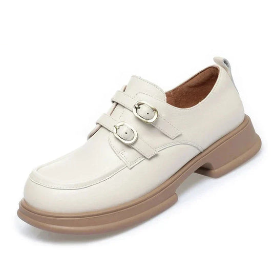 Loafer British style with double buckle and platform