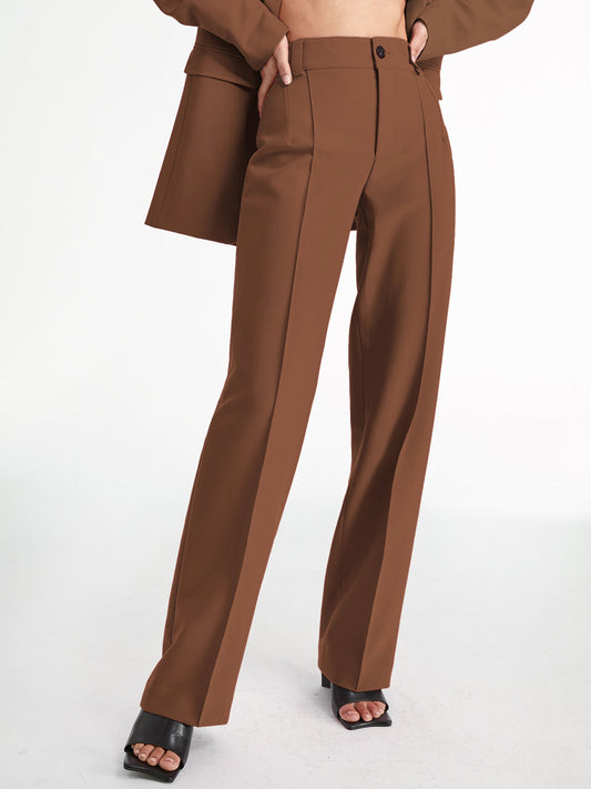 High-waisted pleated trousers