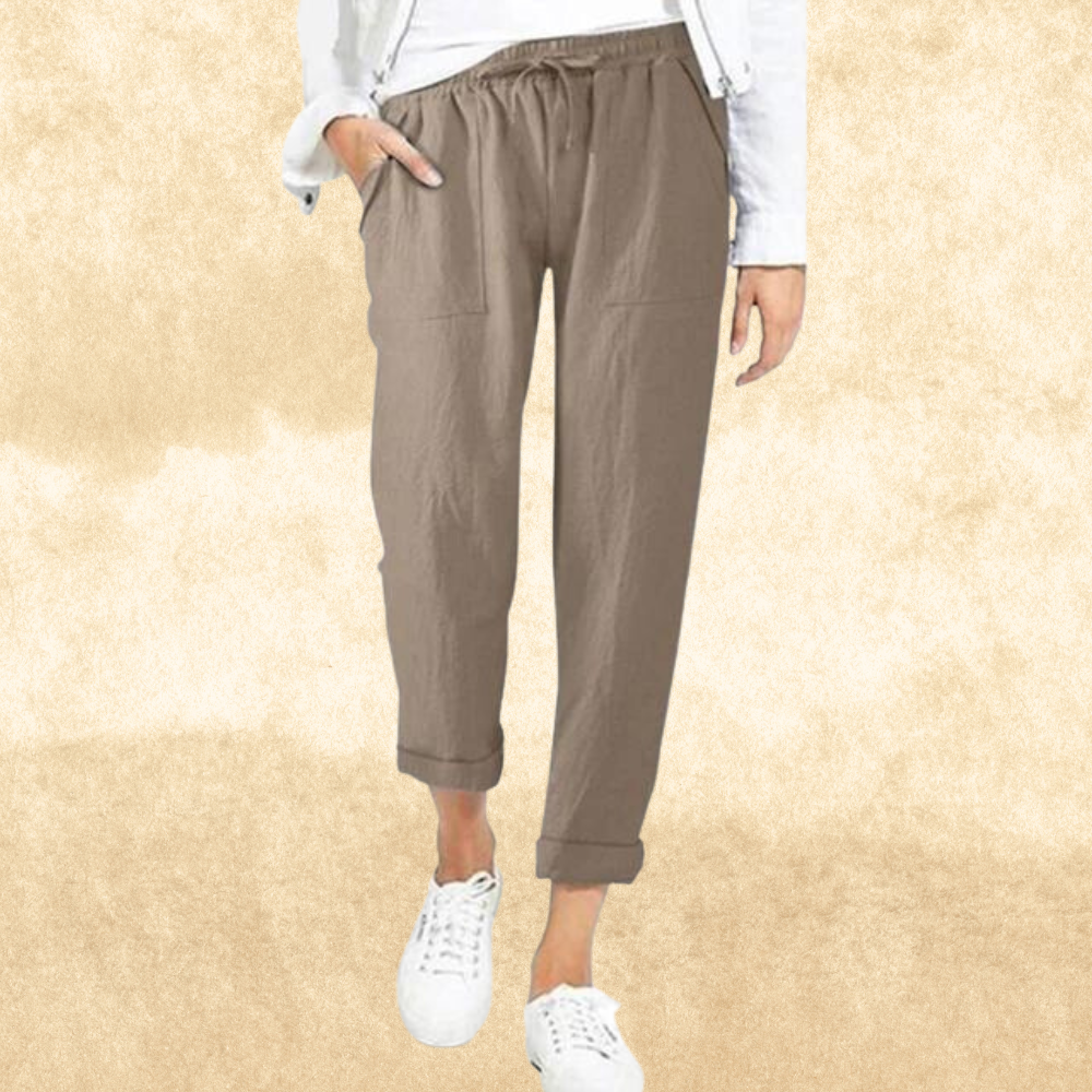 Loose trousers with drawstring