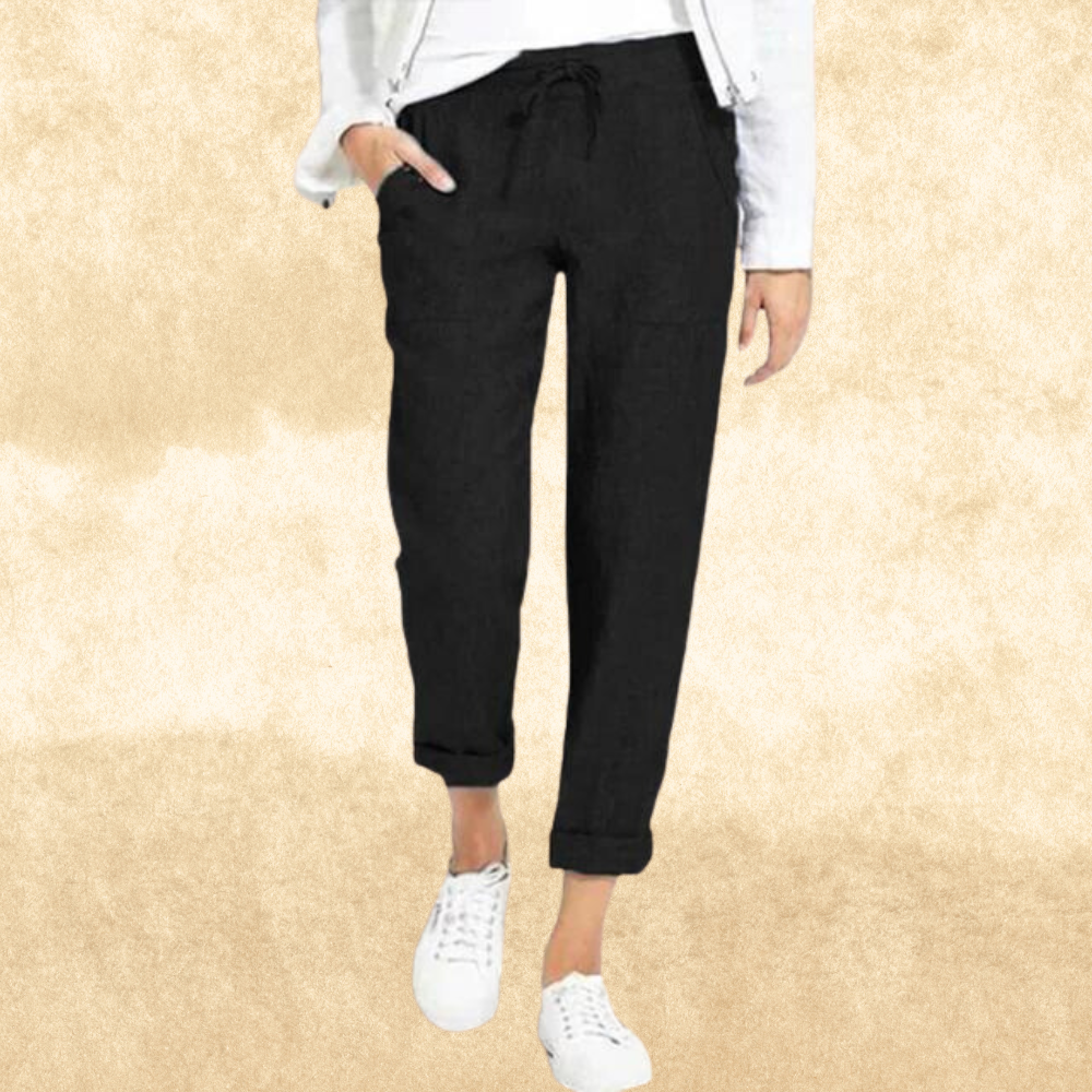 Loose trousers with drawstring